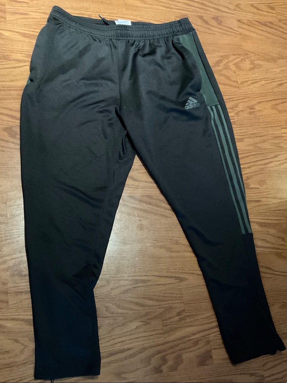 adidas Black Joggers with Green Stripes - Kids